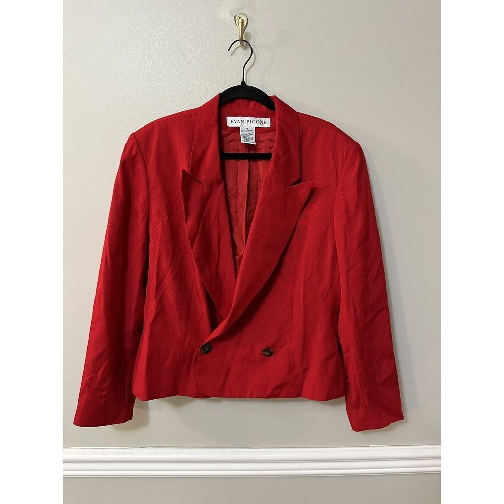 Vintage Evan Picone Blazer Size 16 Red Rayon